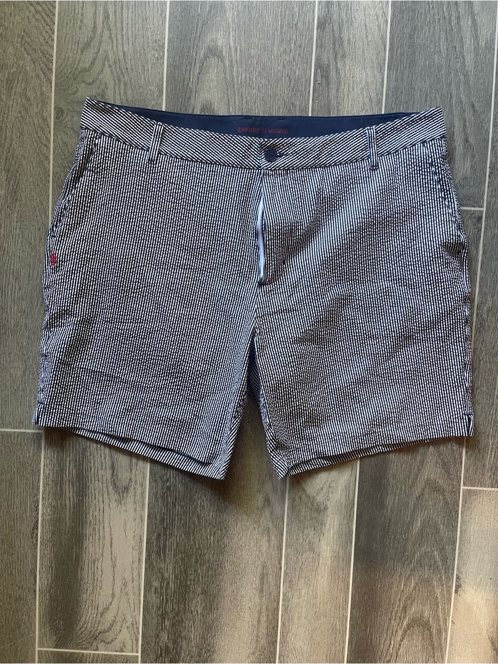 RHONE Navy and White Seersucker Women's Shorts